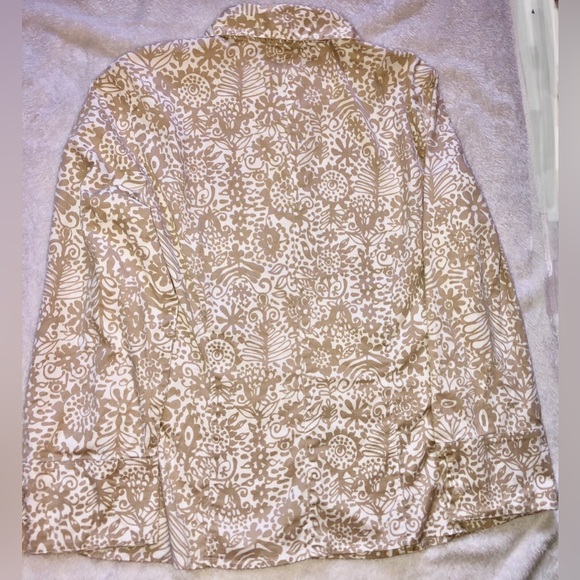 Sigrid Olsen Tan and White Floral Button Up - Picture 4 of 6